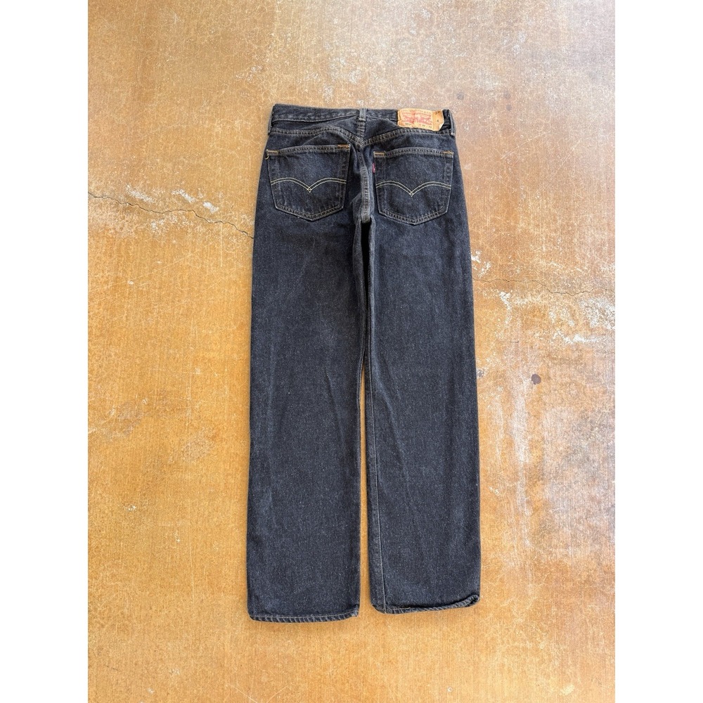 Levis Fuzzy Dark Wash Black 501 Straight Leg Denim Jeans Waterless 29Wx29L